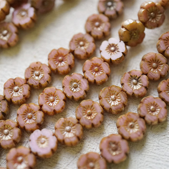 做旧渐变粉复古色~捷克珠夏威夷小花花琉璃珠玻璃珠DIY串珠材料 8MM