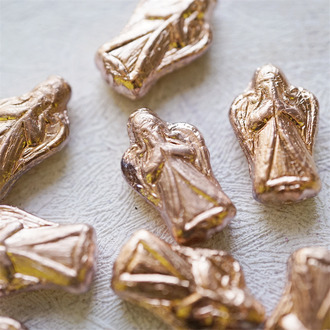 玫瑰金金属色~可爱圣光天使直孔珠捷克玻璃琉璃珠 23X13MM