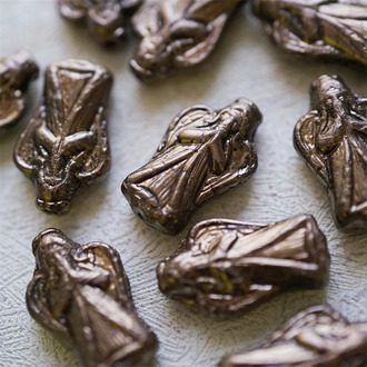 暗黑古铜色~可爱圣光天使直孔珠捷克玻璃琉璃珠 23X13MM