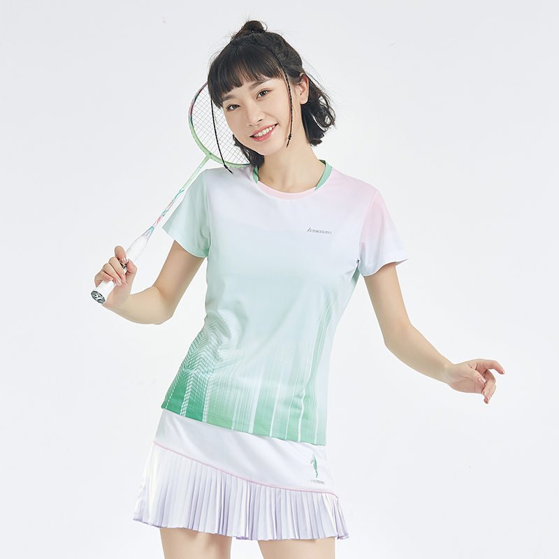 kawasaki/川崎 青花瓷圆领短袖T恤A2946 夏季运动健身休闲速干透气