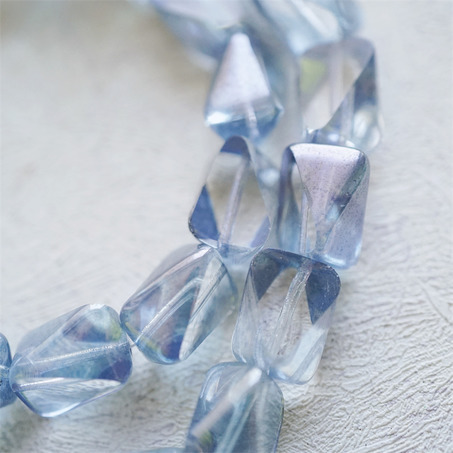 水蓝色光泽感切面~多面立体异形棱面直孔珠捷克珠玻璃琉璃珠 14X11MM-3