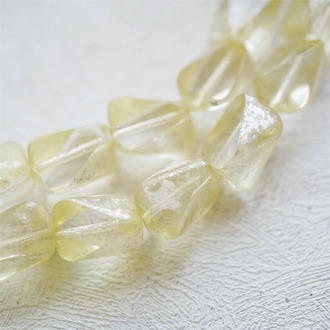 透水浅黄色洒白金切面~多面立体异形棱面直孔珠捷克珠玻璃琉璃珠 14X11MM