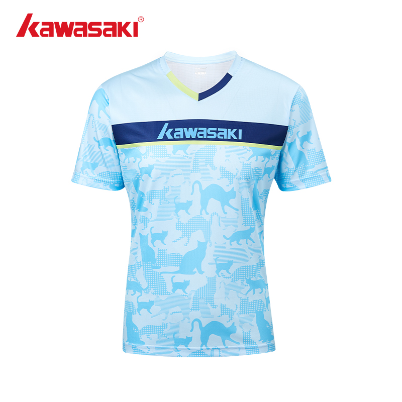 kawasaki/bet体育 男女同款款V领短袖T恤A1933/A2933运动速干透气吸湿-3