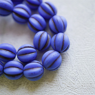 雾面普鲁士蓝做旧描枪黑色~南瓜珠捷克珠玻璃琉璃珠 10MM