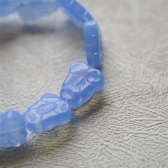 果冻mix奶蓝色~可爱三色堇花花捷克珠玻璃琉璃珠 13X11MM