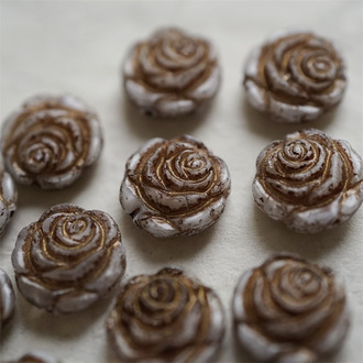 复古做旧透米灰mix色~复古风少女蔷薇玫瑰捷克珠玻璃琉璃 14MM