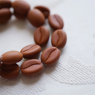 雾面奶油橘棕色~可爱百搭咖啡豆珠捷克珠玻璃琉璃珠 11X8MM