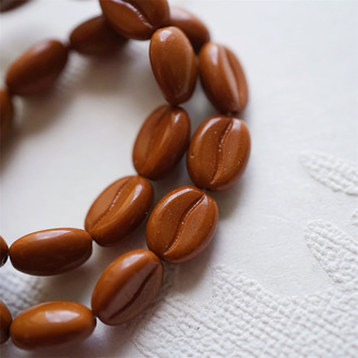 亮面奶油橘棕色~可爱百搭咖啡豆珠捷克珠玻璃琉璃珠 11X8MM