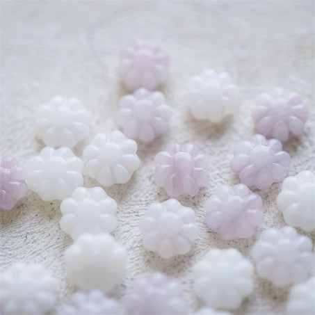 香芋紫白mix~常规小雏菊花朵捷克珠玻璃琉璃珠 9MM