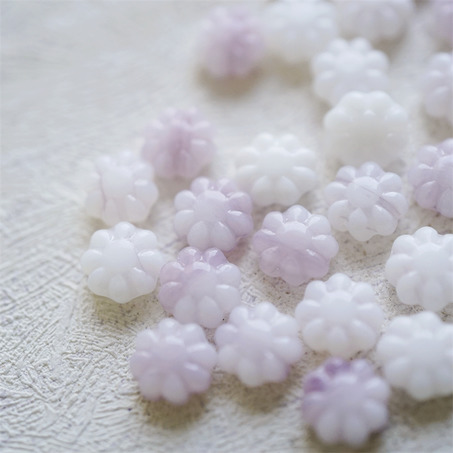 香芋紫白mix~常规小雏菊花朵捷克珠玻璃琉璃珠 9MM-3