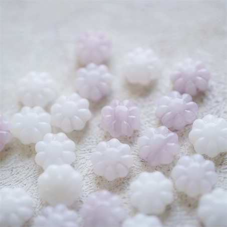 香芋紫白mix~常规小雏菊花朵捷克珠玻璃琉璃珠 9MM-6