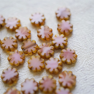 粉色系渐变切面做旧毕加索色~常规小雏菊花朵捷克珠玻璃琉璃珠 9MM