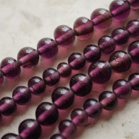 十枚入！透葡萄紫手造绝美圆珠~日本进口中古古董灯工玻璃琉璃珠