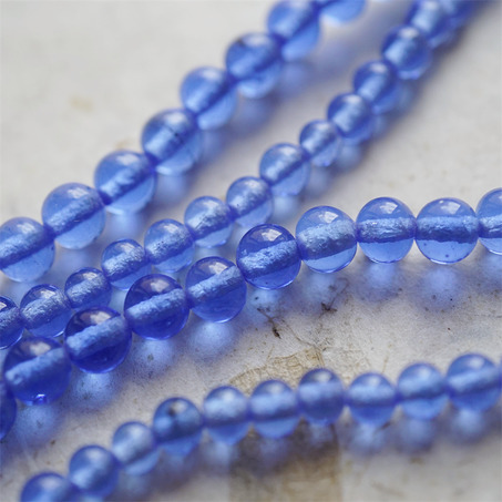 十枚入！透海洋蓝手造绝美圆珠~日本进口中古古董灯工玻璃琉璃珠-4