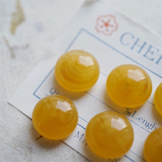 蜂蜜红茶配色~圆形稀有手造古董中古玻璃琉璃贴片半丸