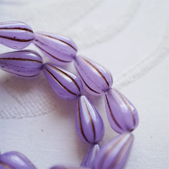 果冻紫色描古铜金色~水滴南瓜珠捷克玻璃琉璃 13X8MM