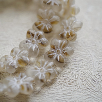 冰美式配色描白mix~捷克珠小花花花朵琉璃珠玻璃珠DIY串珠材料 14MM