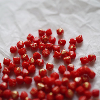 纯色红色洒金~迷你菱形珠捷克珠玻璃琉璃珠串珠法绣材料 4MM