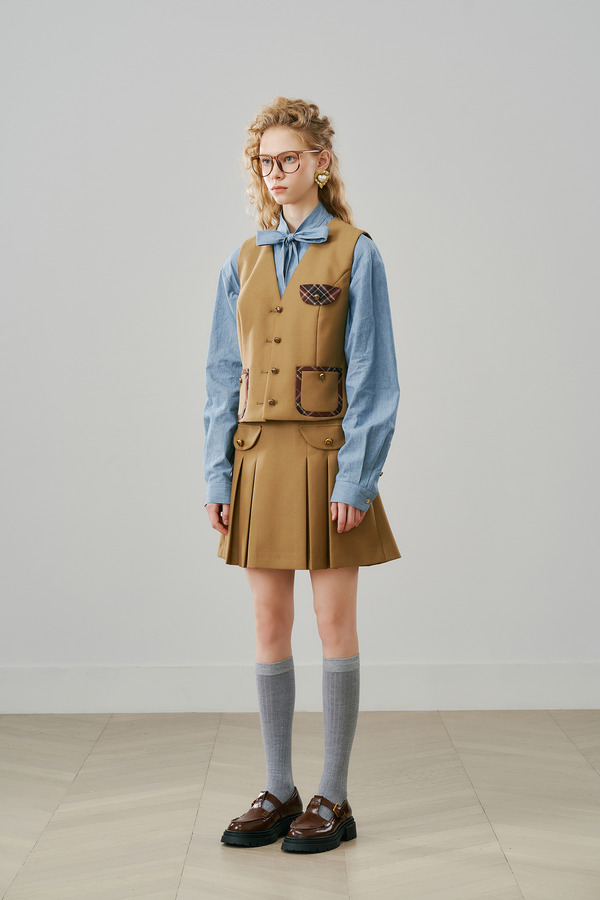 多口袋西装马甲