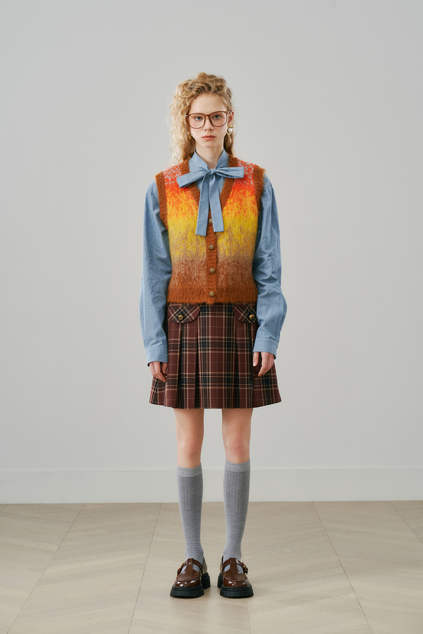 油画渐变开衫马甲