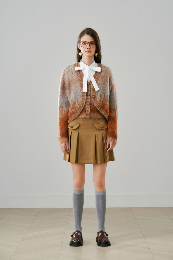 油画渐变圆摆开衫毛衣