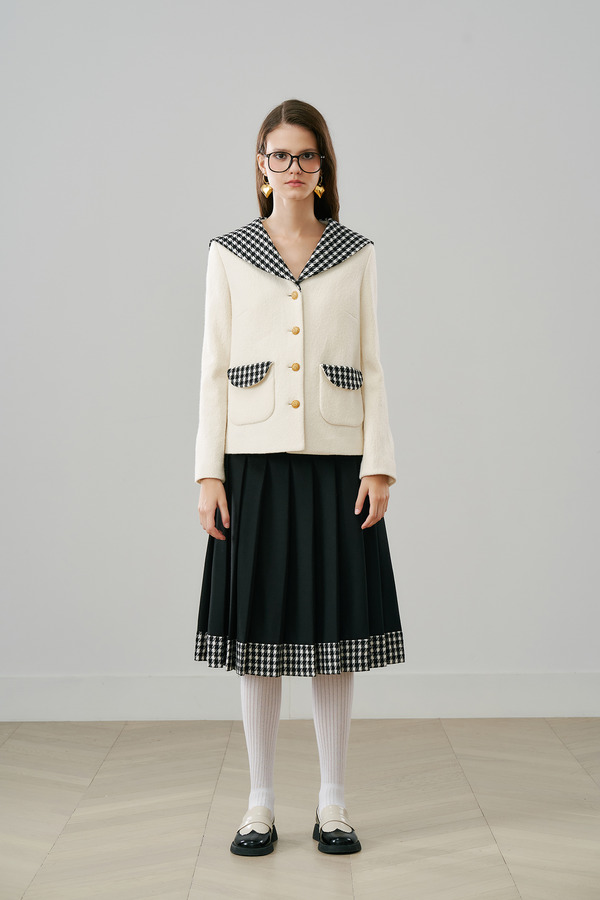 千鸟格海军领A型外套