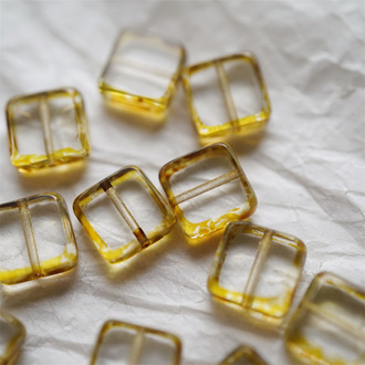 经典透明做旧毕加索色~方块捷克珠玻璃琉璃珠 10MM