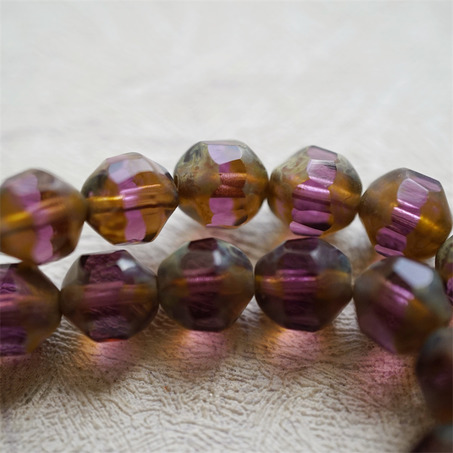 复古透紫色斑驳毕加索做旧~切面扭扭立体异形小珠子捷克珠玻璃琉璃珠 10MM-8