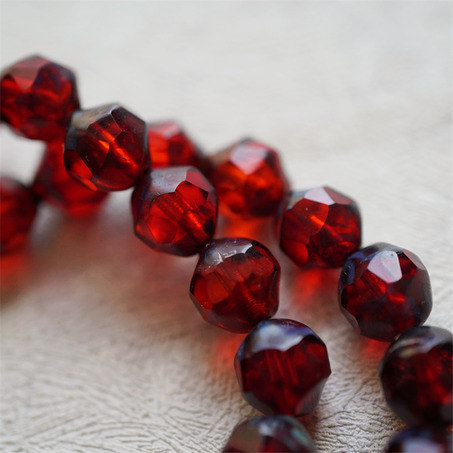 宝石红斑驳毕加索做旧~切面扭扭立体异形小珠子捷克珠玻璃琉璃珠 10MM-1