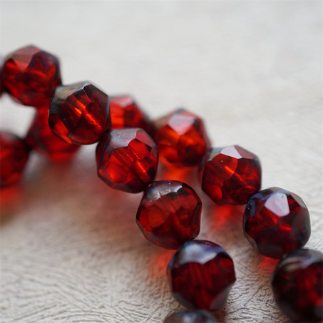 宝石红斑驳毕加索做旧~切面扭扭立体异形小珠子捷克珠玻璃琉璃珠 10MM