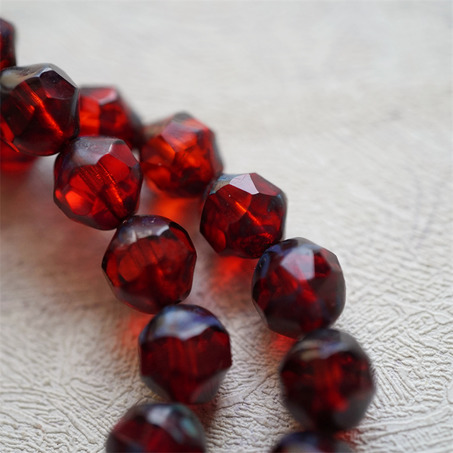 宝石红斑驳毕加索做旧~切面扭扭立体异形小珠子捷克珠玻璃琉璃珠 10MM-3