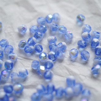 温柔奶油蓝白拼色月光彩~迷你枣形切面火磨珠法绣串珠捷克珠玻璃琉璃珠 4MM