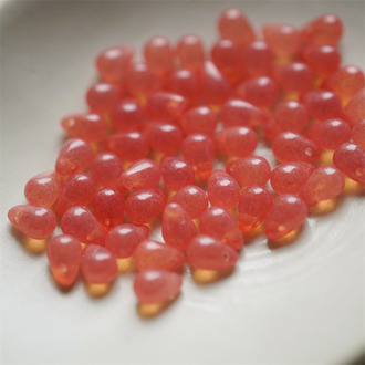 斑驳水染橘色系~迷你水滴珠捷克珠玻璃琉璃珠 4X6MM