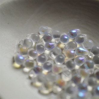 经典透明月光彩泡泡色~迷你水滴珠捷克珠玻璃琉璃珠 4X6MM