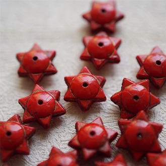 复古洋红色描古铜金~六芒星捷克珠隔片珠玻璃琉璃珠 6X12MM