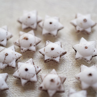 纯白做旧古铜金~六芒星捷克珠隔片珠玻璃琉璃珠 6X12MM