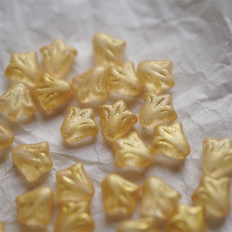 梦幻雾面磨砂金色~捷克玻璃珠琉璃野百合小郁金香珠 9X8MM