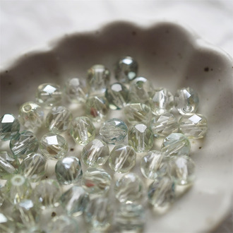 水光光泽浅绿色mix~切面枣形珠火磨珠捷克珠玻璃琉璃珠 6MM