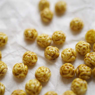 经典斑驳毕加索做旧配色~复古玫瑰双孔珠玻璃捷克琉璃珠 8MM