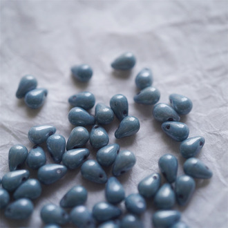 斑驳烟渍蓝色~迷你水滴珠捷克珠玻璃琉璃珠 4X6MM