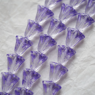 超美透明紫罗兰~百合郁金香捷克珠玻璃琉璃珠 10X10MM