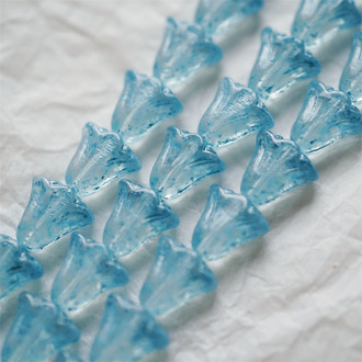 透明水彩蓝~百合郁金香捷克珠玻璃琉璃珠 10X10MM