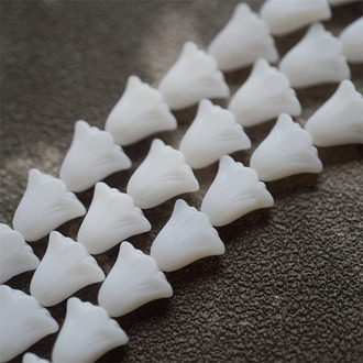 哑光纯白色~百合郁金香捷克珠玻璃琉璃珠 10X10MM