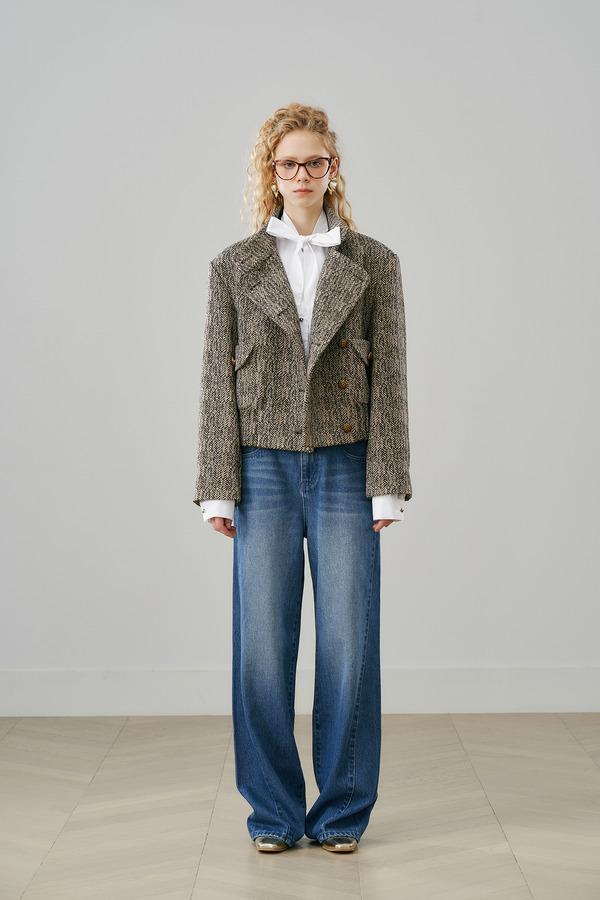 立领斜门襟夹克外套