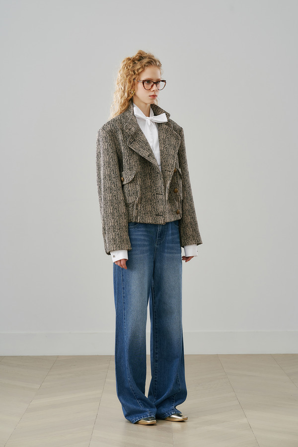 立领斜门襟夹克外套