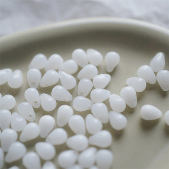 果冻白色纯色~迷你水滴珠捷克珠玻璃琉璃珠 4X6MM