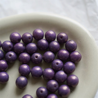 深紫光泽感~圆珠玻璃琉璃捷克珠 6MM