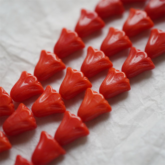 昭和蝴蝶结红色~百合郁金香捷克珠玻璃琉璃珠 10X10MM