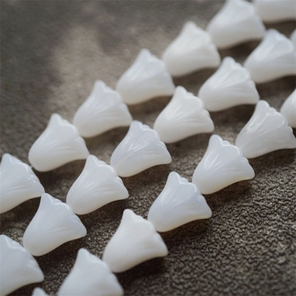 果冻白色纯色~百合郁金香捷克珠玻璃琉璃珠 10X10MM