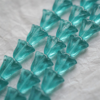 超美透湖绿色~百合郁金香捷克珠玻璃琉璃珠 10X10MM